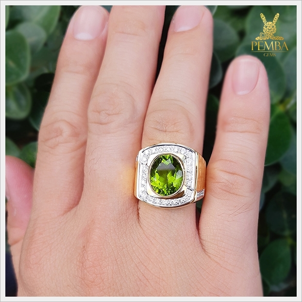 แหวนเพริดอต ทองแท้ เพชรแท้ เสริมอำนาจบารมี(สอบถามราคาได้ค่ะ)