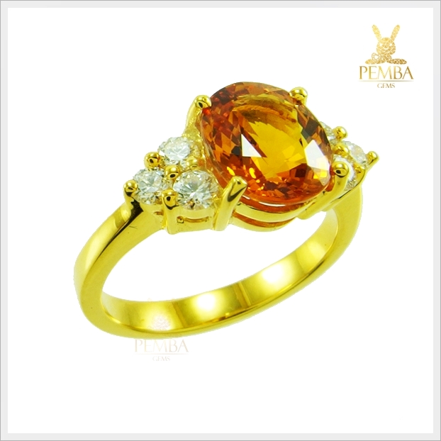 แหวนบุษราคัมแท้ สีเหลืองทองเพชรแท้ (สามารถสั่งทำได้ค่ะ)