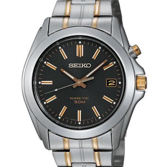 Seiko Kinetic Dark Grey Dial Two-tone Stainless Steel Men's Watch SKA271P1
