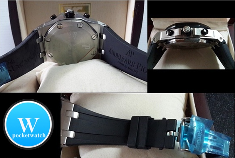นาฬิกา Audemars Piguet Royal Oak Offshore Chrono เกรด Mirror สีเงิน กรอบสีดำ สายยางสีดำ หน้าปัดสี-k ดีไซร์สปอตสวยสุดๆ