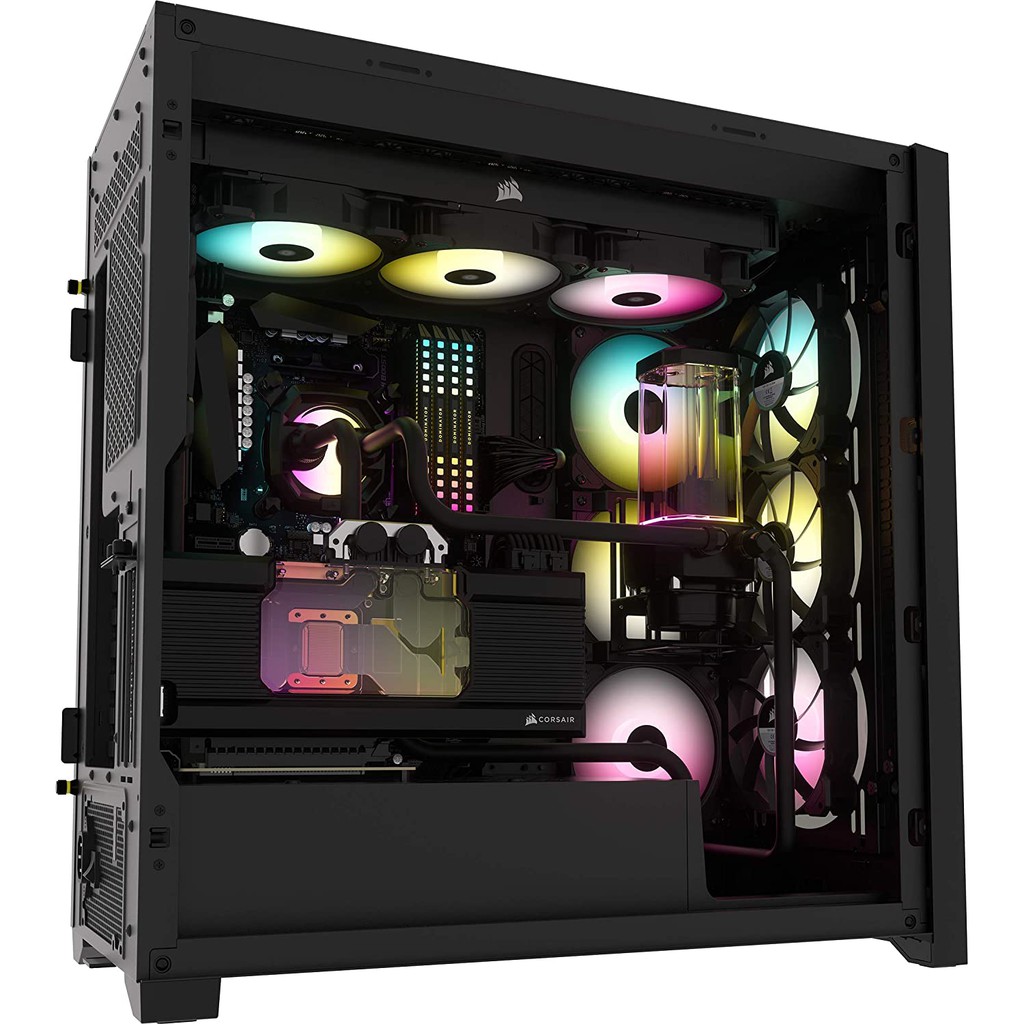 Corsair iCUE 5000X RGB Tempered Glass Mid-Tower ATX PC Smart Case - Black/White