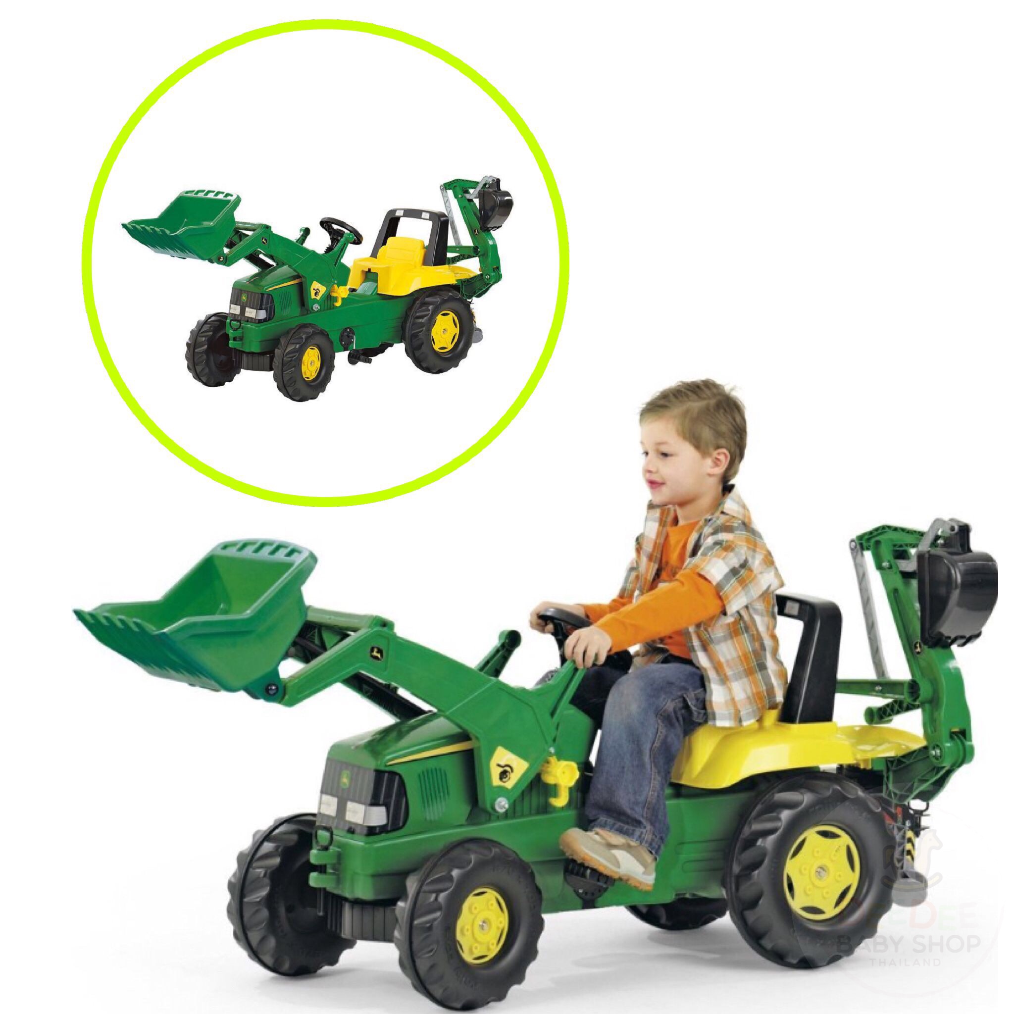 รถตักดินแบบขาถีบสำหรับเด็ก Rolly John Deere Backhoe Loader Ride-On