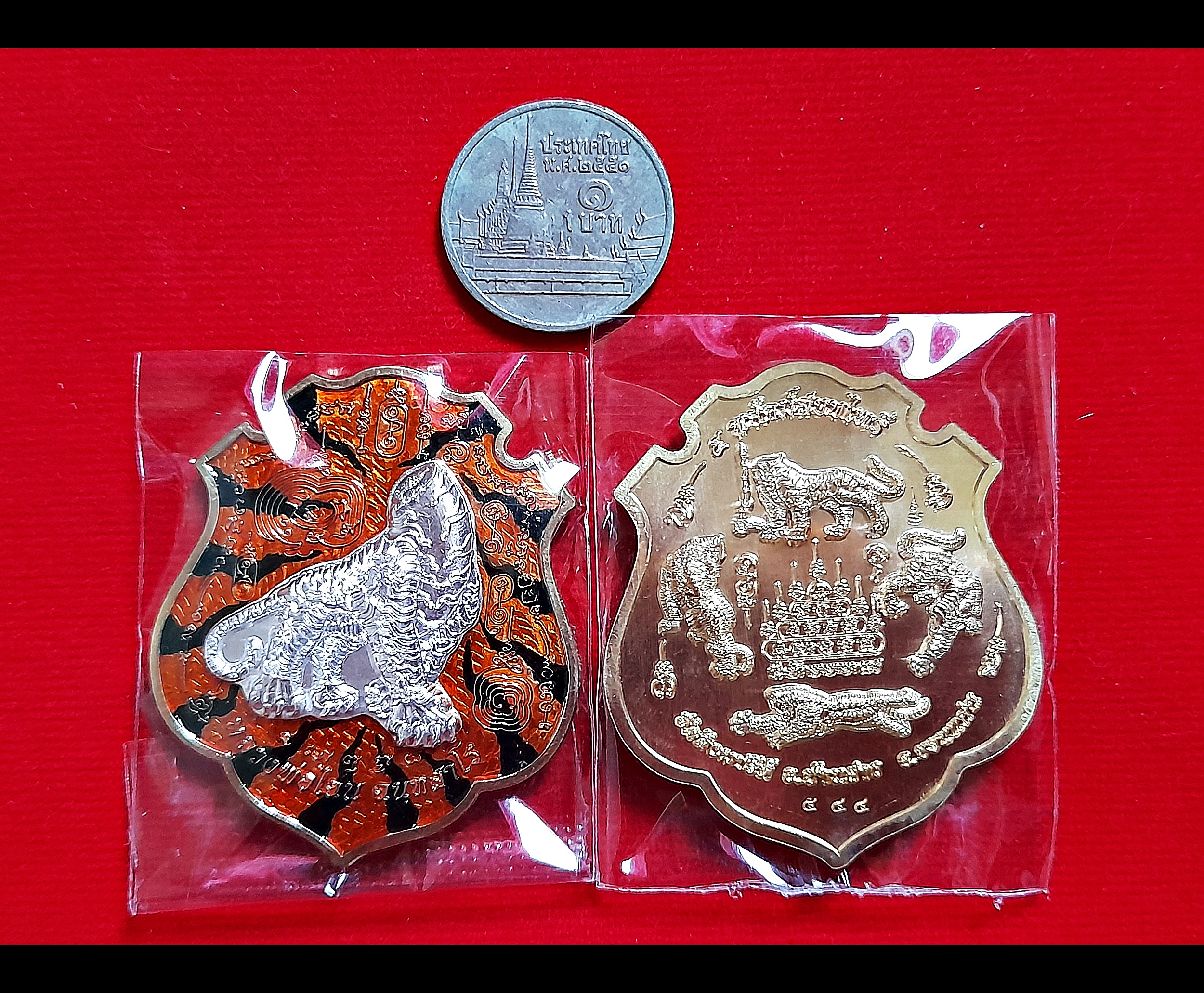 เหรียญเสือหัวขาด เสือ 5 ตัว 5 พยัคฆ์สยบไพรี เนื้อสัตตะโลหะ ลงยาลายเสือ หน้ากากเงินแท้ ปี2564 #รับประกันแท้ #เลขโค็ดสวย๕๔๔