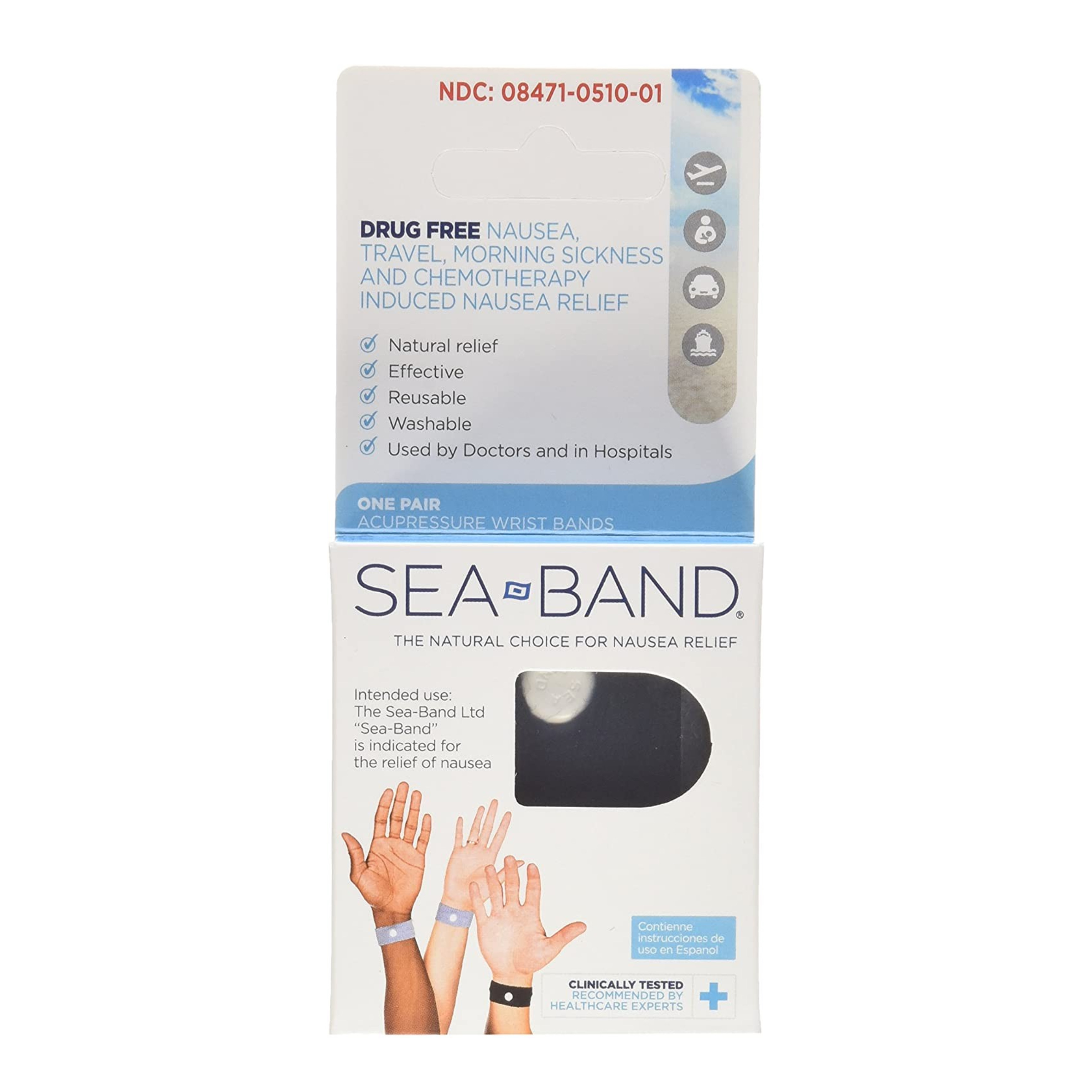 สายรัดข้อมือบรรเทาอาการคลื่นไส้อาเจียน SEA-BAND Nausea Relief Comforting Acupressure Bands