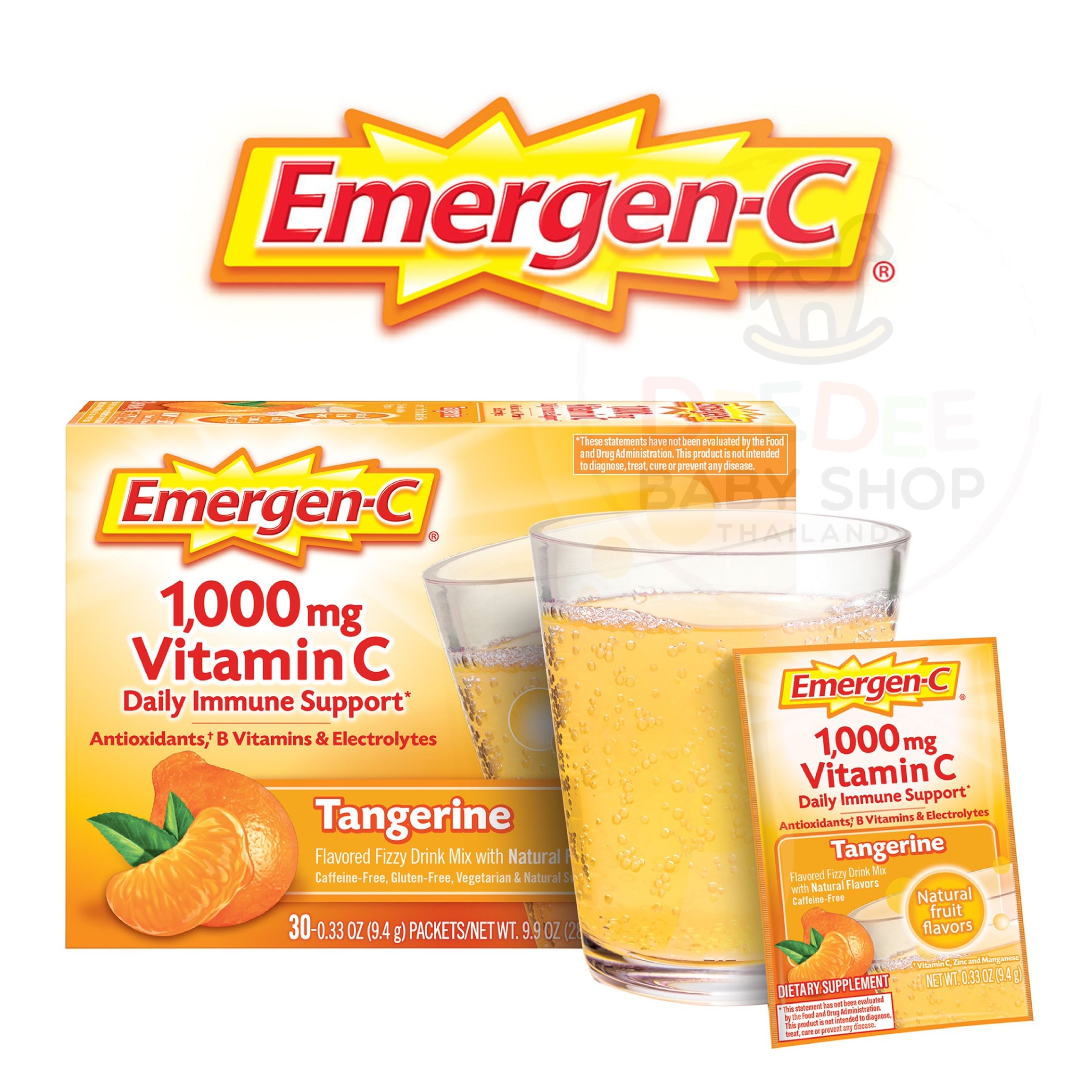 วิตามินเสริมภูมิคุ้มกันแบบซองละลายน้ำ Emergen-C 1,000mg Vitamin C Daily Immune Support (Tangerine)