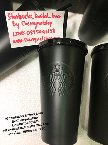 สายdark,สายเข้มไม่ควรพลาด Starbucks Cold Cup Stainless Steel Matte Black 16 ozหลอดพลาสติกดำ แก้วดำ