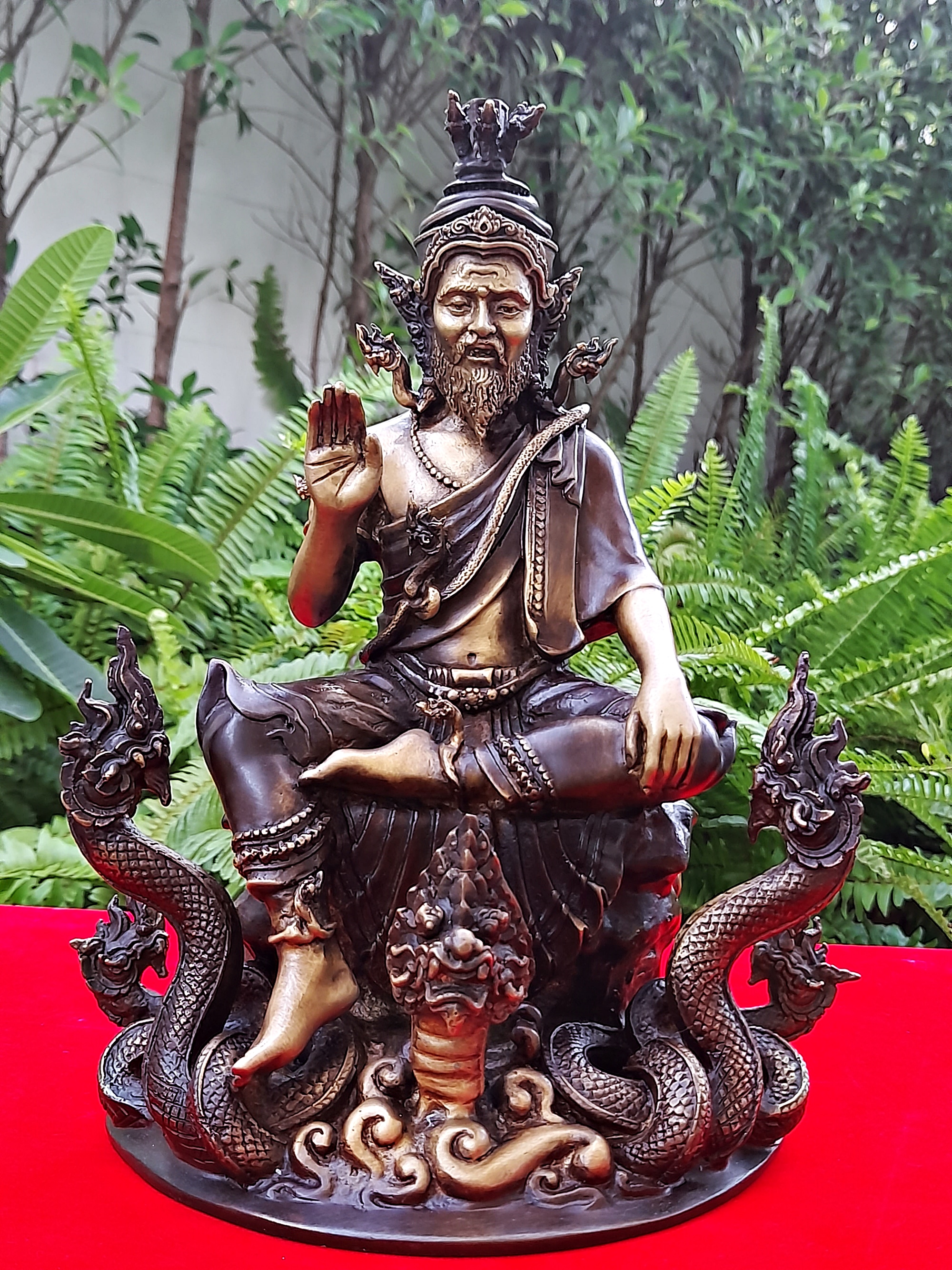 รูปหล่อ พ่อปู่ฤาษี พญานาค(ปู่ฤาษีภุชงค์ บรมครูแห่งสายพญานาคราช) (องค์ขนาดกลาง ตั้งบูชา หน้าตัก5นิ้ว ฐาน8นิ้ว สูง10นิ้ว ครึ่ง) เนื้อทองเหลือง #รับประกันแท้ #เข้าพิธีบวงสรวงแล้ว