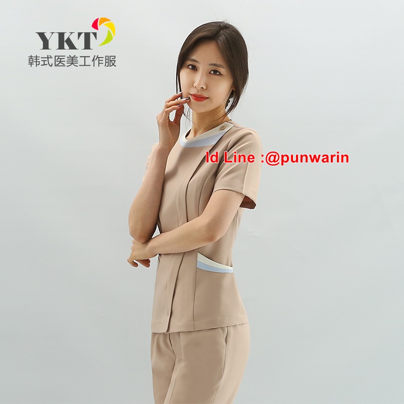 ชุดพนักงานต้อนรับสปา ชุดพนักงานคลีนิคความงาม ชุดทำงาน ชุดสูท T6306001 สีภาพ S-2XL