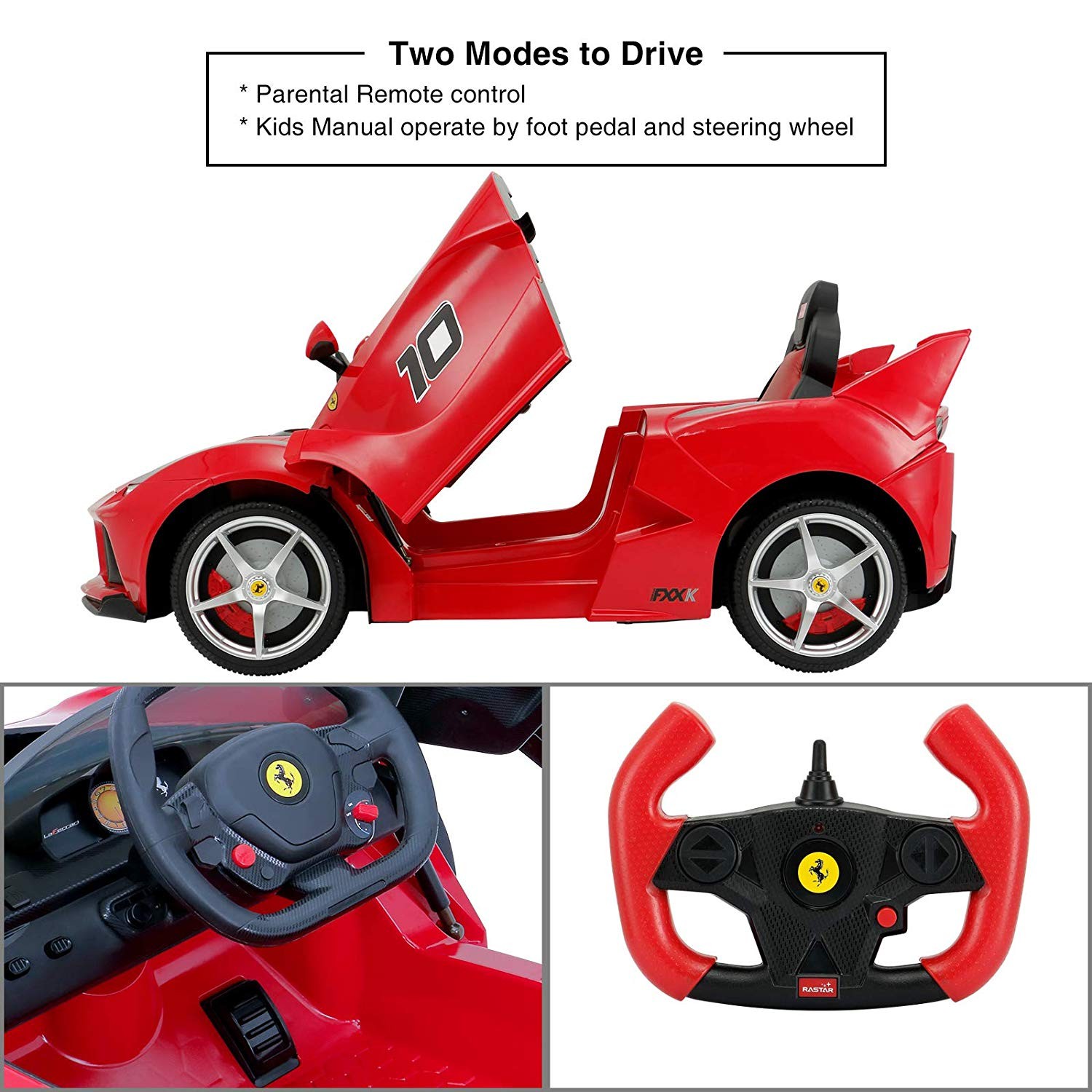 รถแบตเตอรี่พร้อมรีโมทบังคับวิทยุ RASTAR Ferrari Laferrari FXX K 12V Ride-On (Red)