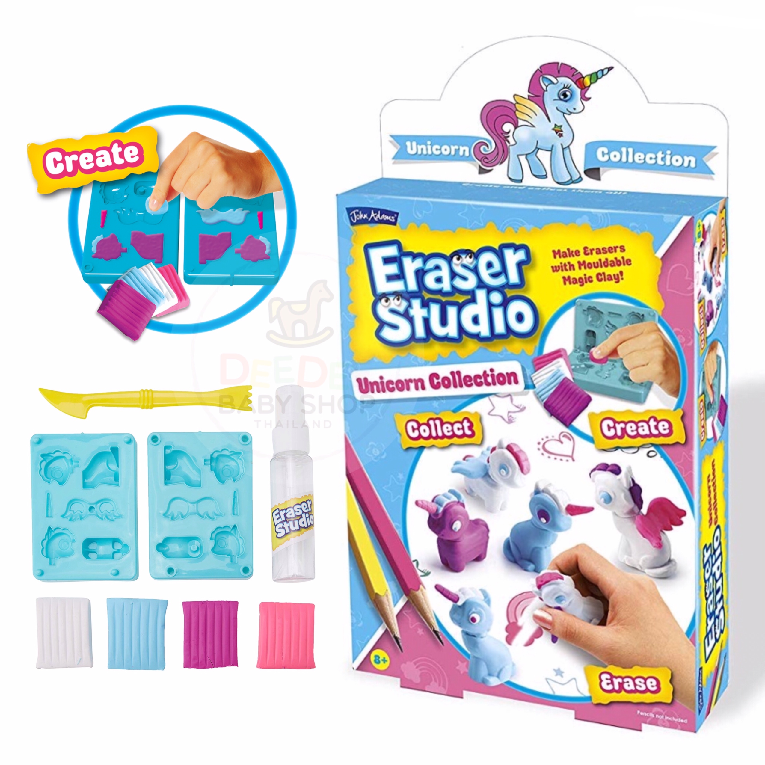 ชุดอุปกรณ์ทำยางลบยูนิคอร์น John Adams Eraser Studio - Unicorn Collection