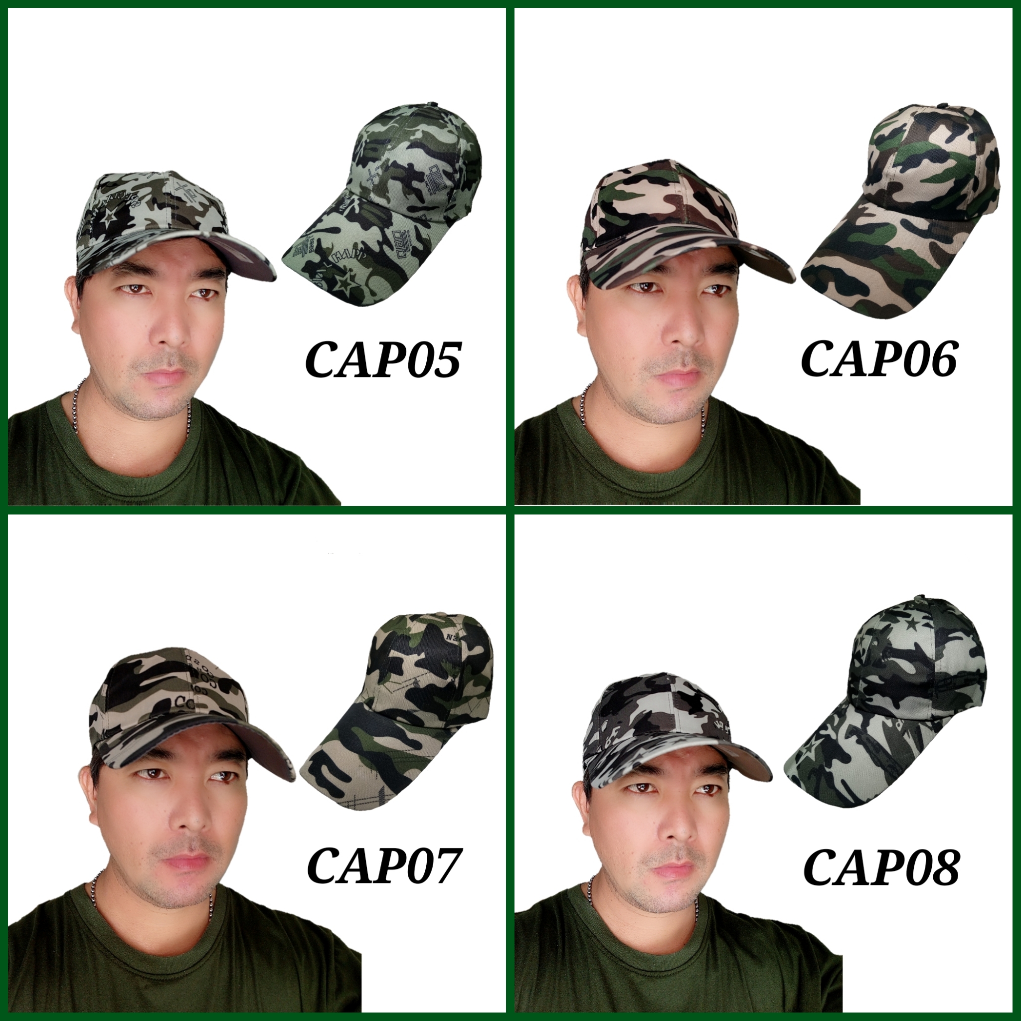 หมวกแก๊ปลายทหาร หมวกเบสบอล หมวกลายพราง