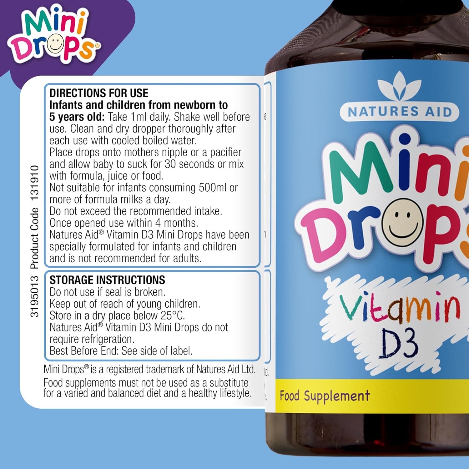 วิตามิน D สำหรับทารกและเด็กเล็ก Natures Aid Mini Drops Vitamin D3