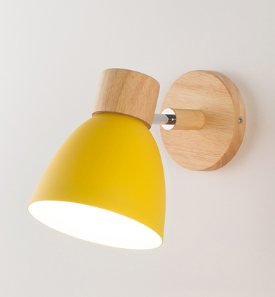 โคมไฟ Nordic ถ้วยแก้ว หัวไม้ Wall lamp