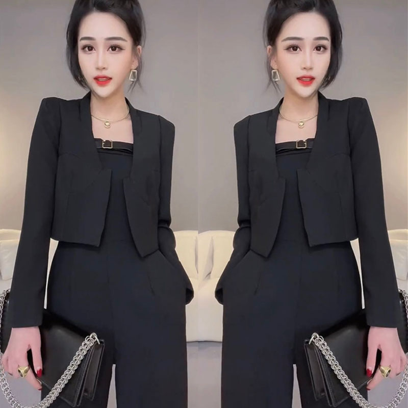 ชุดสูทceoจั้มสูทสีดำสไตล์ตะวันตก W6506005 ดำ น้ำตาล L,XL ,XXL ,3XL