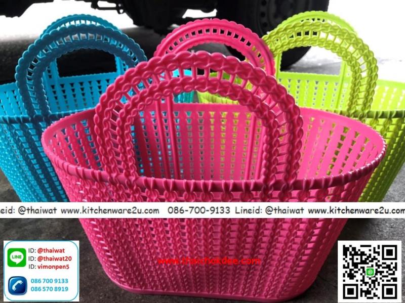 P02079 ตะกร้าช๊อปปิ้งเล็ก (14*26*34 cm) ดีไซน์ใหม่ No.8010CN ราคาขายส่งต่อ 1 โหล: 12 ใบ