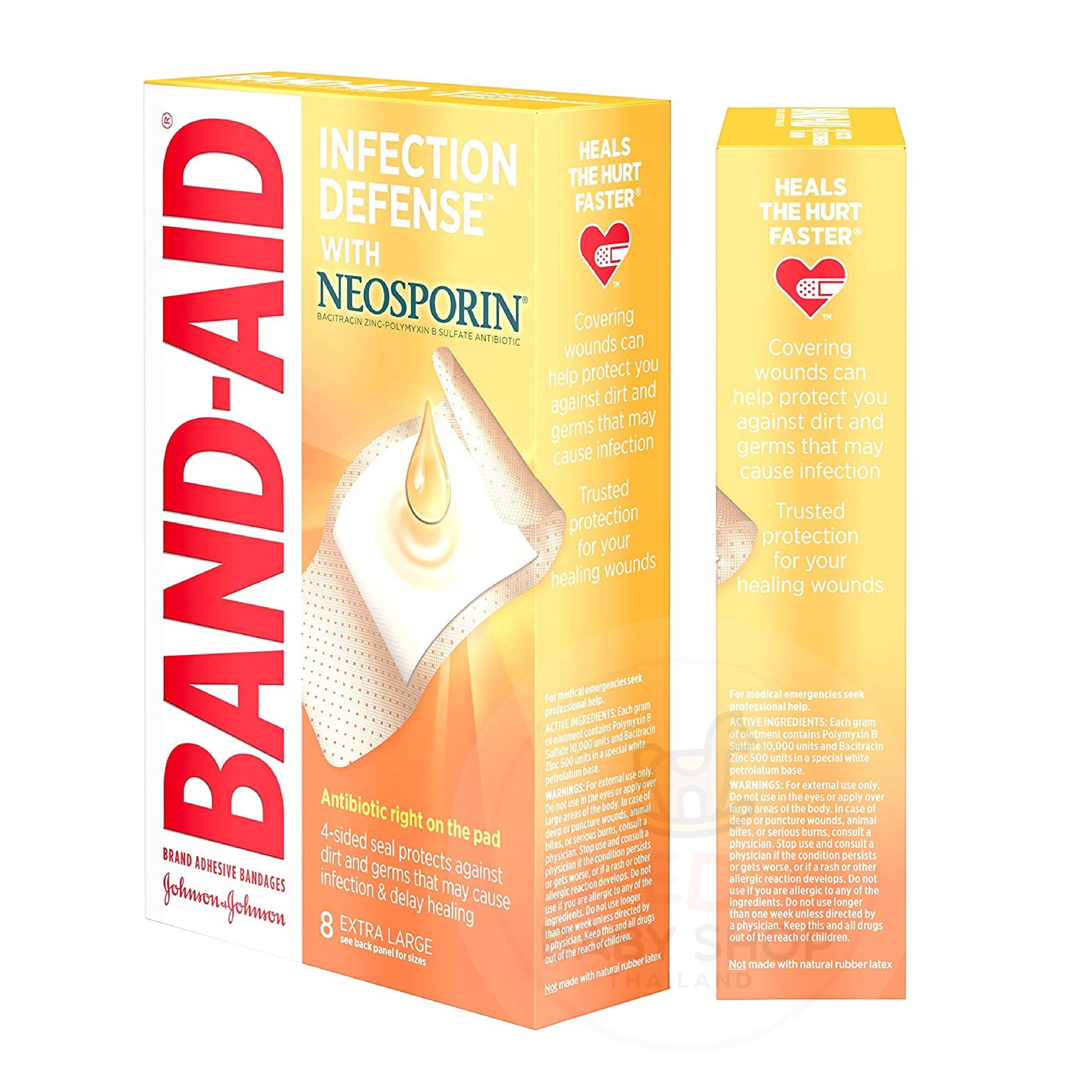 พลาสเตอร์ปิดแผลพร้อมยาฆ่าเชื้อ Johnson & Johnson BAND-AID Infection Defense with Neosporin (Extra Large)