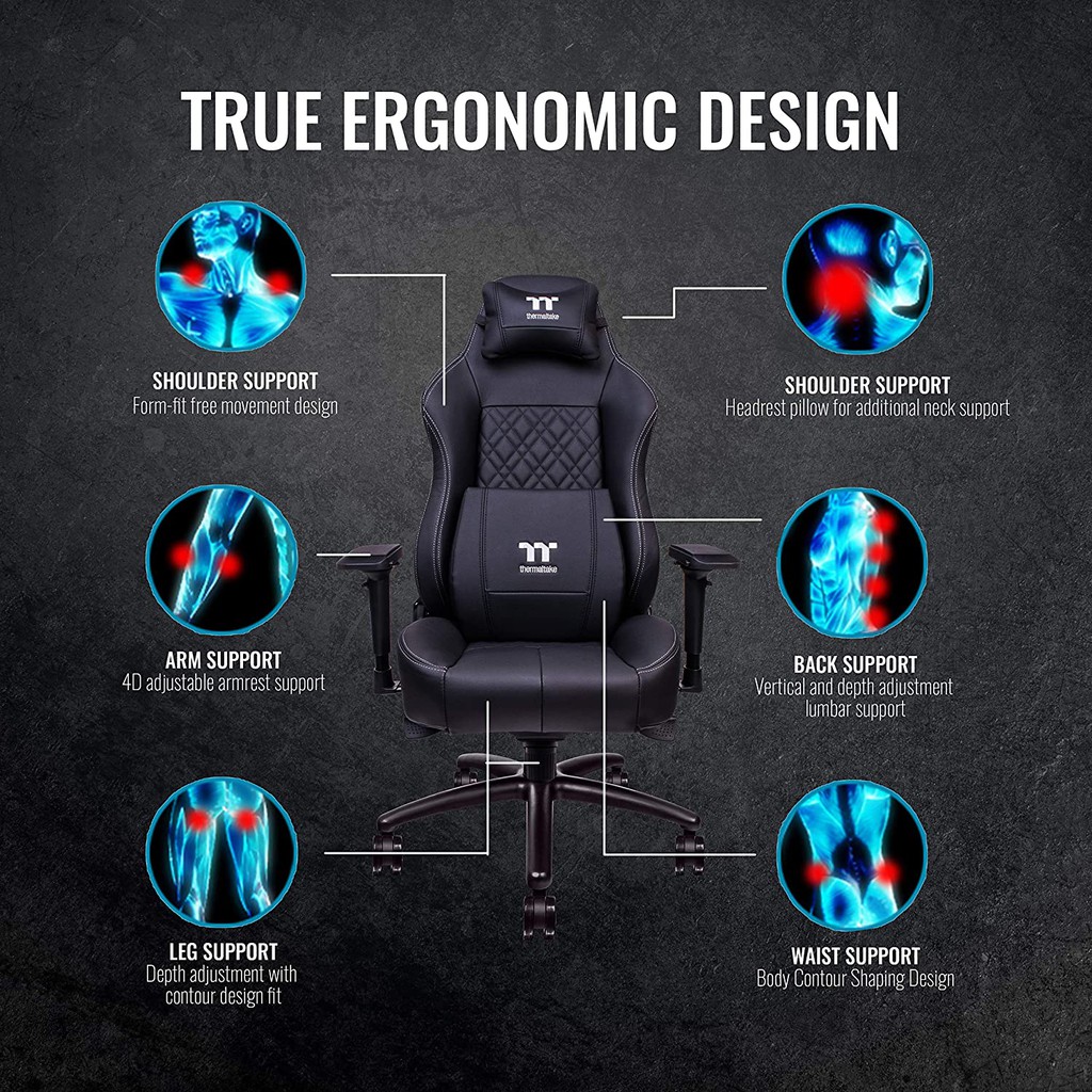GAMING CHAIR Thermaltake X Comfort Real Leather (GGC-XCR-BBLFDL-TW) #เก้าอี้เกมมิ่ง