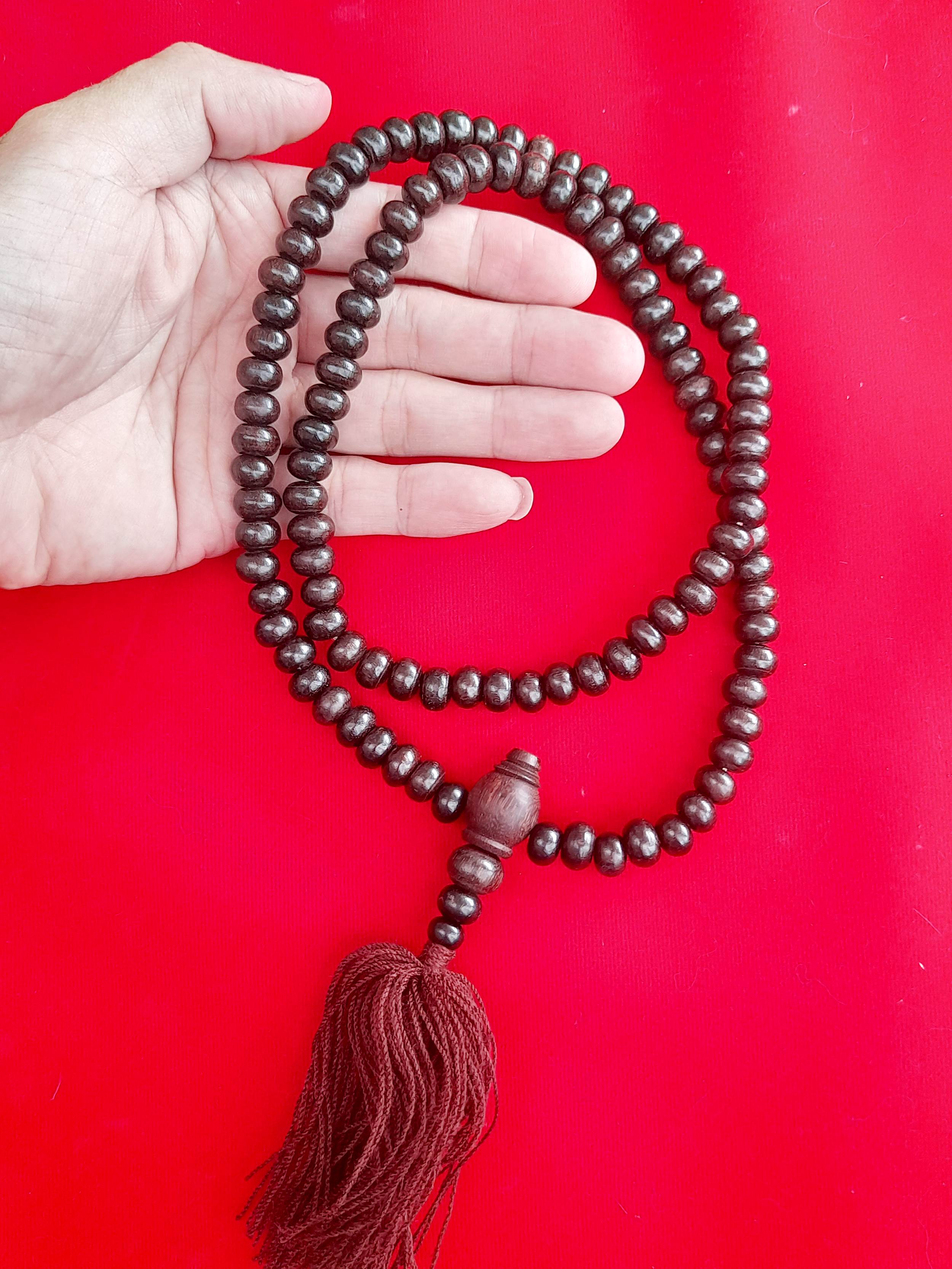 ประคำ 108 เม็ด (เม็ดกลม) เนื้อแก่นไม้มะขามโปร่งฟ้า ยืนต้นตายพราย (ตายเองโดยแบบธรรมชาติ อายุ ไม่ต่ำกว่า300ปี) #รับประกันแท้