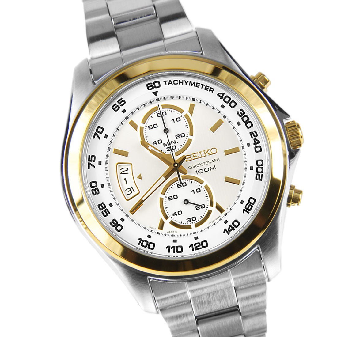 นาฬิกาข้อมือ SEIKO Chronograph Men's สายสแตนเลสสตีล กันน้ำ 100 เมตร SNN256P1