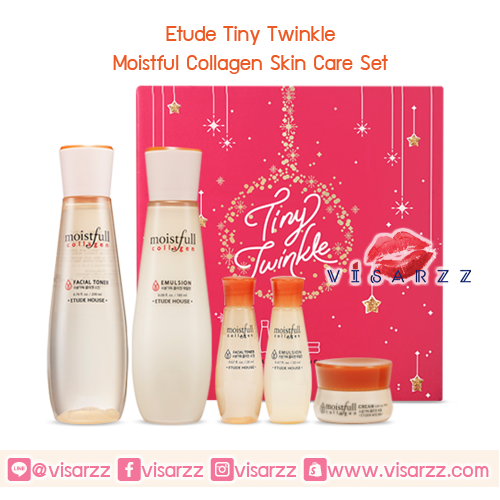 Etude Tiny Twinkle Moistful Collagen Skin Care Set เซทลิมิเตดที่คุ้มยิ่งกว่าคุ้มด้วยสินค้าขนาดจริง 2 ชิ้น ของซีรีย์ Moistful Collagen มาพร้อมกับขนาดทดลองอีก 3 ชิ้น