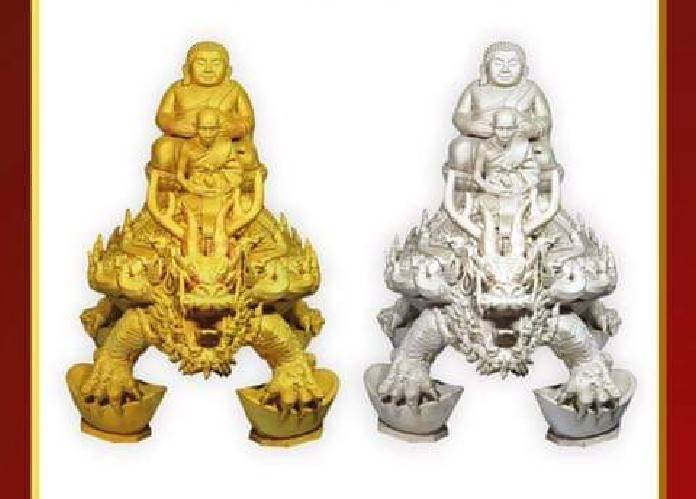 รูปหล่อ หลวงปู่หลิว-พระสังกัจจาย ประทับนั่งบน พญาเต่าเรือน พญาเต่ามังกร ปี2562 #รับประกันแท้