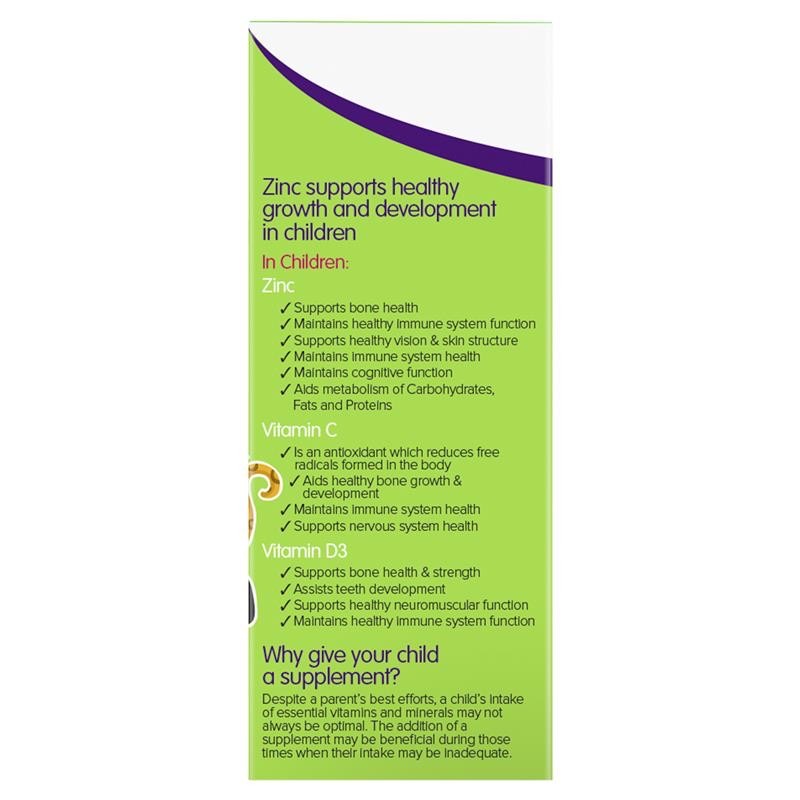 วิตามินเสริมภูมิคุ้มกันสำหรับเด็ก BRAUER Kids Liquid Zinc with Vitamin C & D3