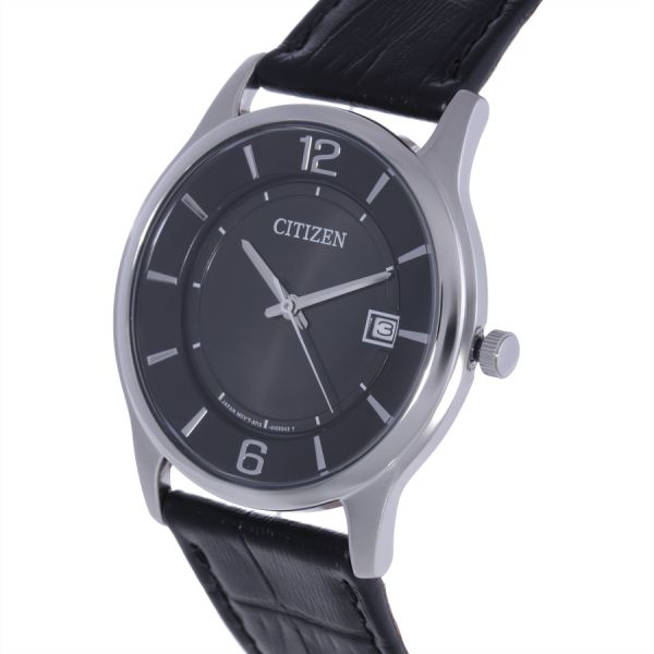 Citizen BD0021-01E Black Dial Black Leather Strap Analog Men's Casual Watch