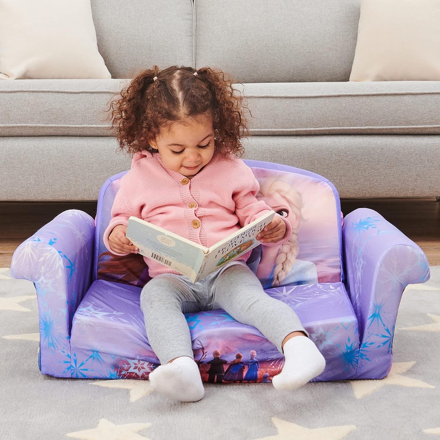 โซฟาเอนกประสงค์สำหรับเด็ก Marshmallow Furniture Disney Frozen 2 Children's 2-in-1 Flip Open Foam Sofa (2)