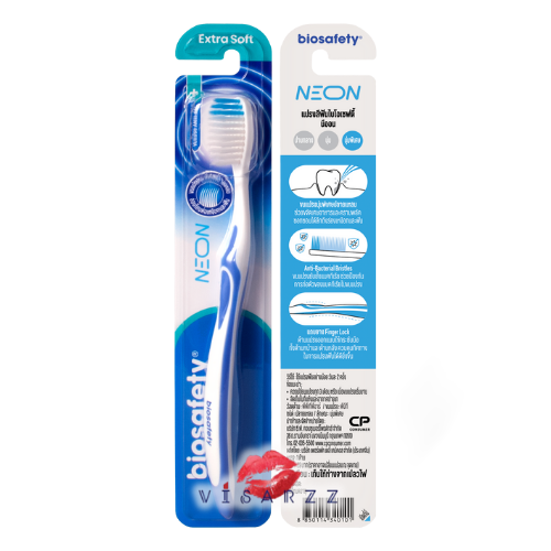 (คละสี) Biosafety Neon แปรงสีฟันไบโอเซฟตี้ นีออน ขนแปรงนุ่มพิเศษปลายแหลม ช่วยขจัดเศษอาหารและคราบพลัค ซอกซอนได้ถึงร่องเหงือก
