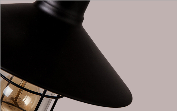 โคมไฟห้อยเพดาน Industrial Loft สีดำ เหล็กดัดครอบแก้ว