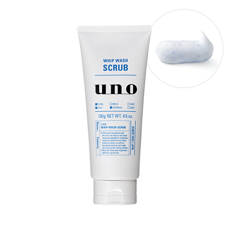 (สีฟ้า) Shiseido Uno Whip Wash Scrub 130g โฟมล้างหน้าญี่ปุ่น โฟมล้างหน้าผู้ชาย วิปโฟมล้างหน้าวิปสูตรผสมผลิตภัณฑ์ขัดผิว (Scrub) ทำความสะอาดได้อย่างล้ำลึก ขจัดสิ่งสกปรกแม้ในรูขุมขน เหมาะกับ ทุกสภาพผิว และหยาบกร้าน