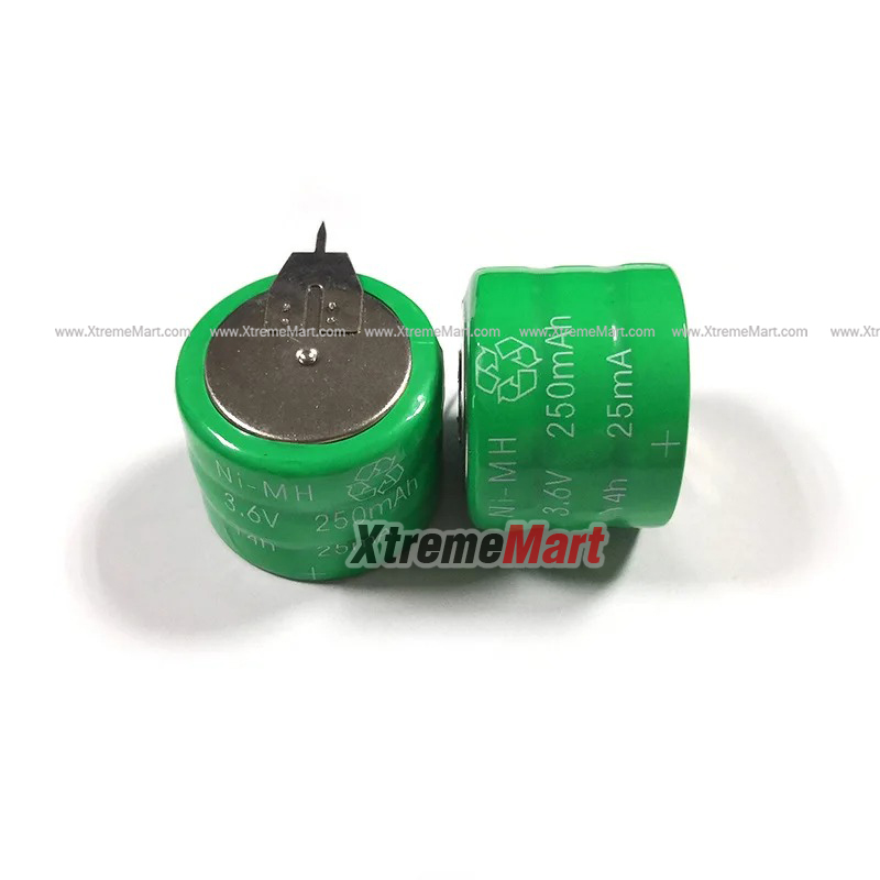 ถ่านกระดุมมีขา 3.6V 250mAh NI-MH Ni MH Batteries With 2-Pins Rechargeable Button Cell Battery for Clock memory (ชิ้นละ)