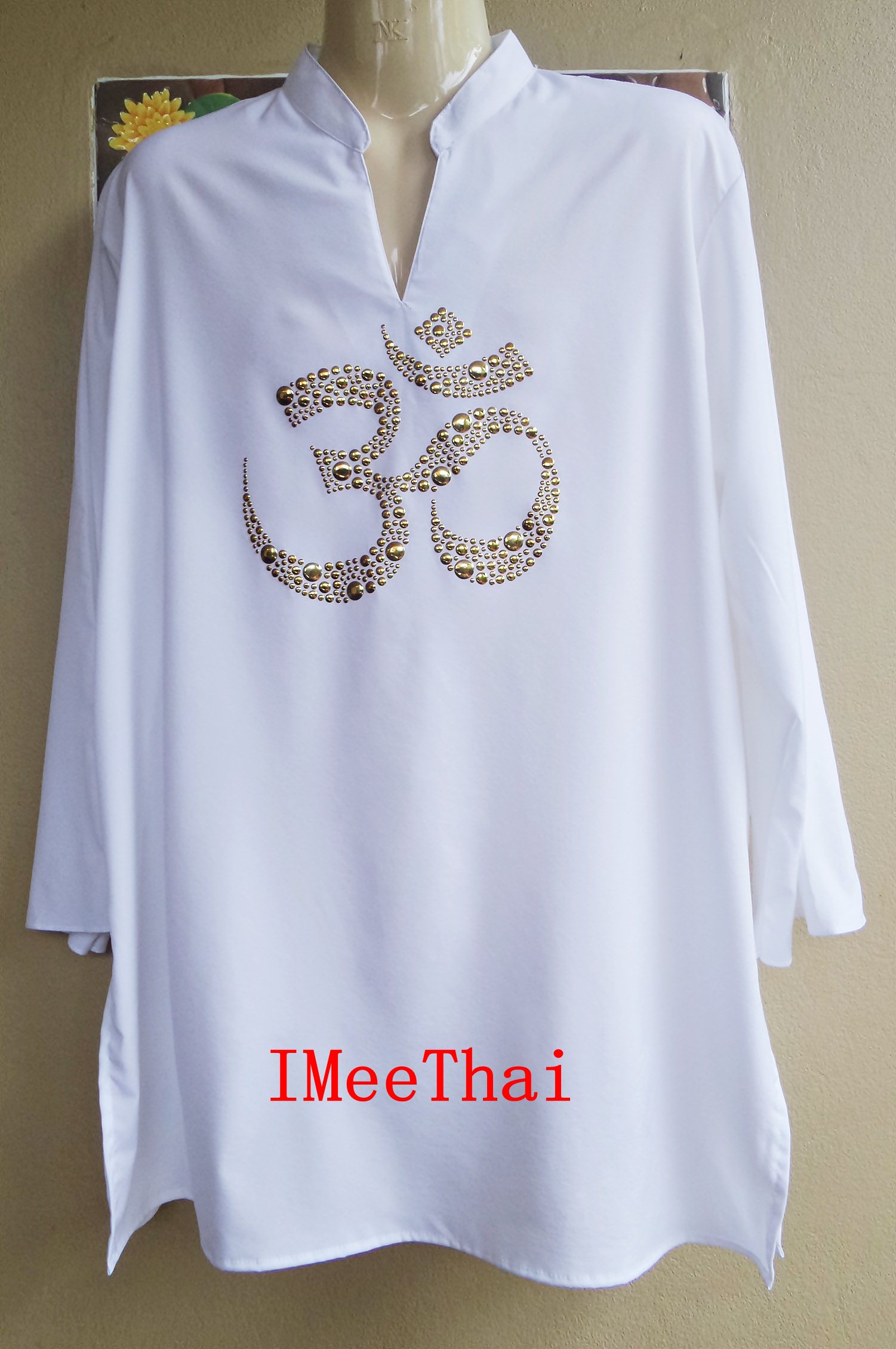 เสื้อ โอม พระพิฆเนศ ลายกระดุม หน้าทองหลังเงิน