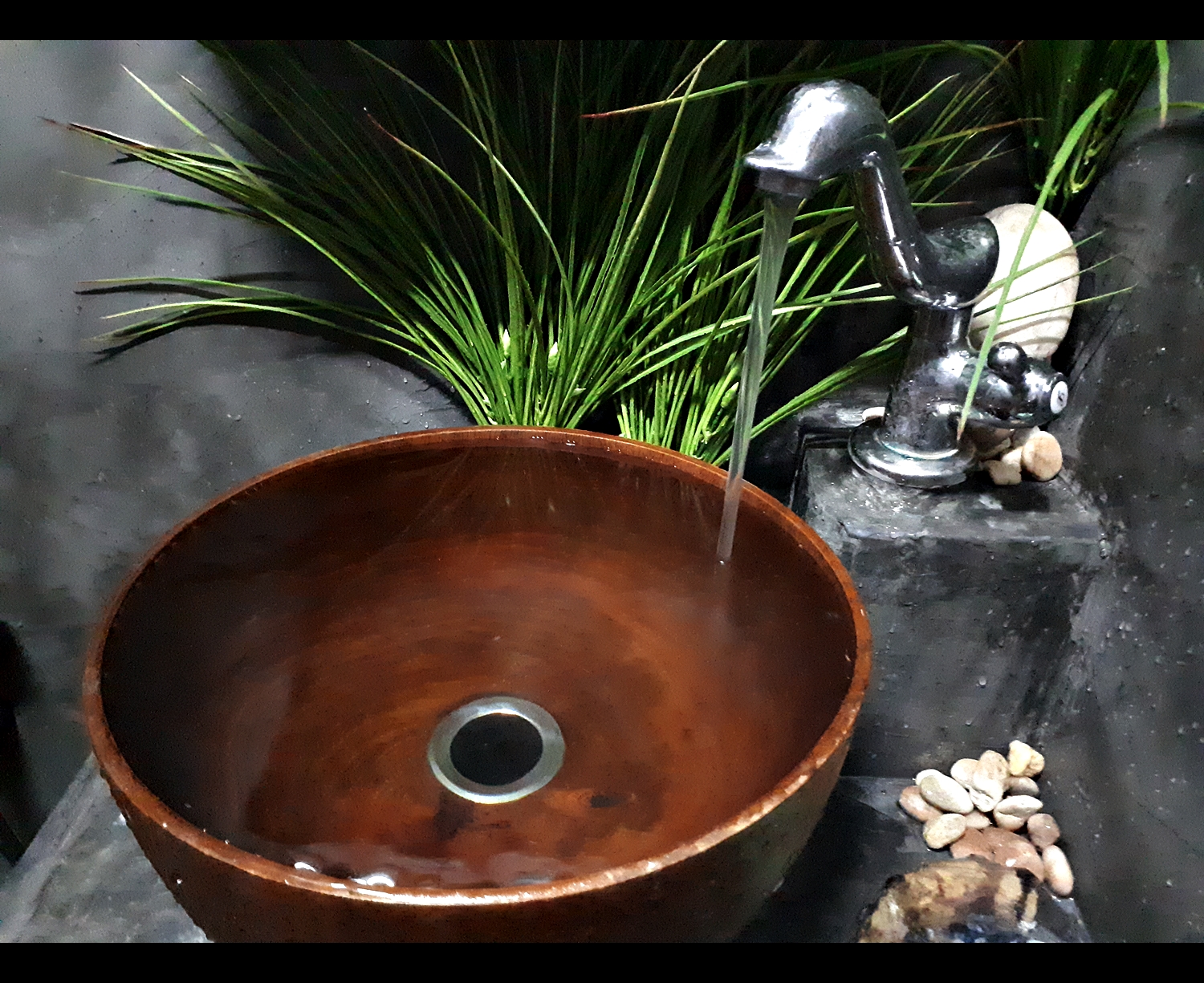 อ่างไม้ ล้างหน้า ล้างมือ ล้างเท้า สีน้ำตาล ทรงกลม (สปาร์ Spa Vintage วินเทจ ตกแต่ง แต่งบ้าน แต่งรีสอร์ท)