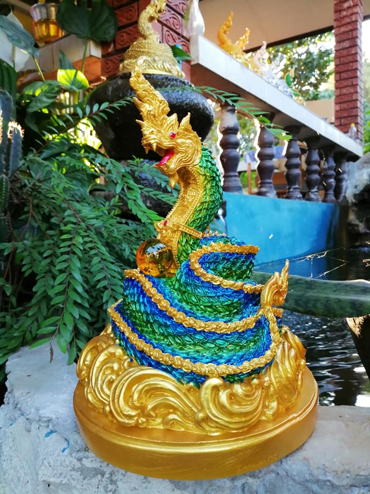 รูปหล่อ พญานาค พญามุจลินท์นาคราช พร้อมลูกแก้ว (งานหล่อเรซิ่นคุณภาพเกรดA) (สูง10.9 ฐานกว้าง7.5 นน.2.5กก) (ขายปลีก ขายส่ง)