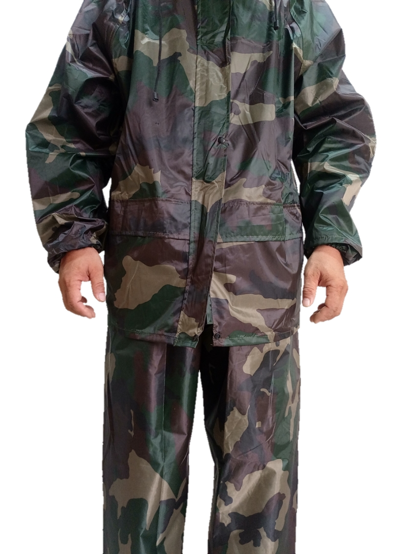 ชุดกันฝนลายพราง เสื้อพร้อมกางเกงกันฝน