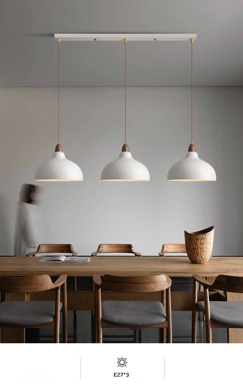 โคมไฟแขวนเพดานสไตล์นอร์ดิกหัวไม้โทนสีวอลนัท ปากโคมกว้าง35cm [AR90]