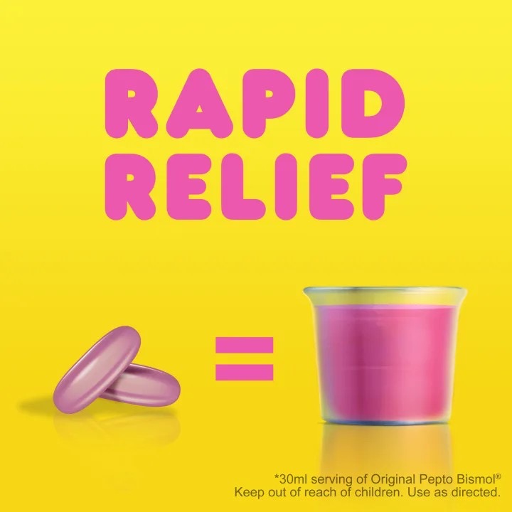 ยาบรรเทาอาการในระบบย่อยอาหาร Pepto-Bismol Upset Stomach Reliever / Antidiarrheal LiquiCaps (12 LiquiCaps)