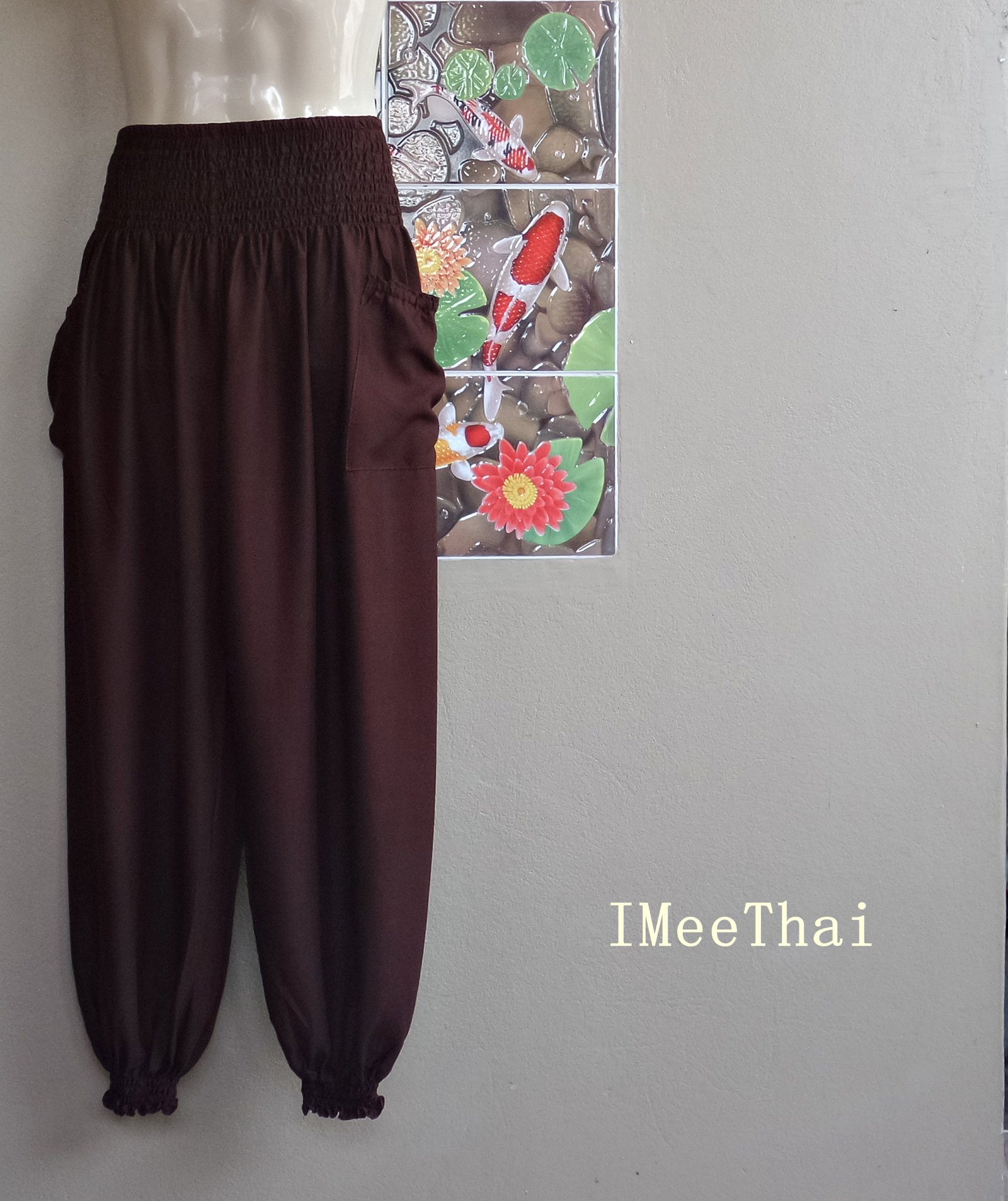กางเกง อาลาดิน ขาจั๊ม สีน้ำตาล