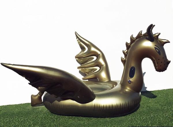 พูลโฟลทมังกรทองสุดหรู Pool Float Giant Luxury Gold Dragon