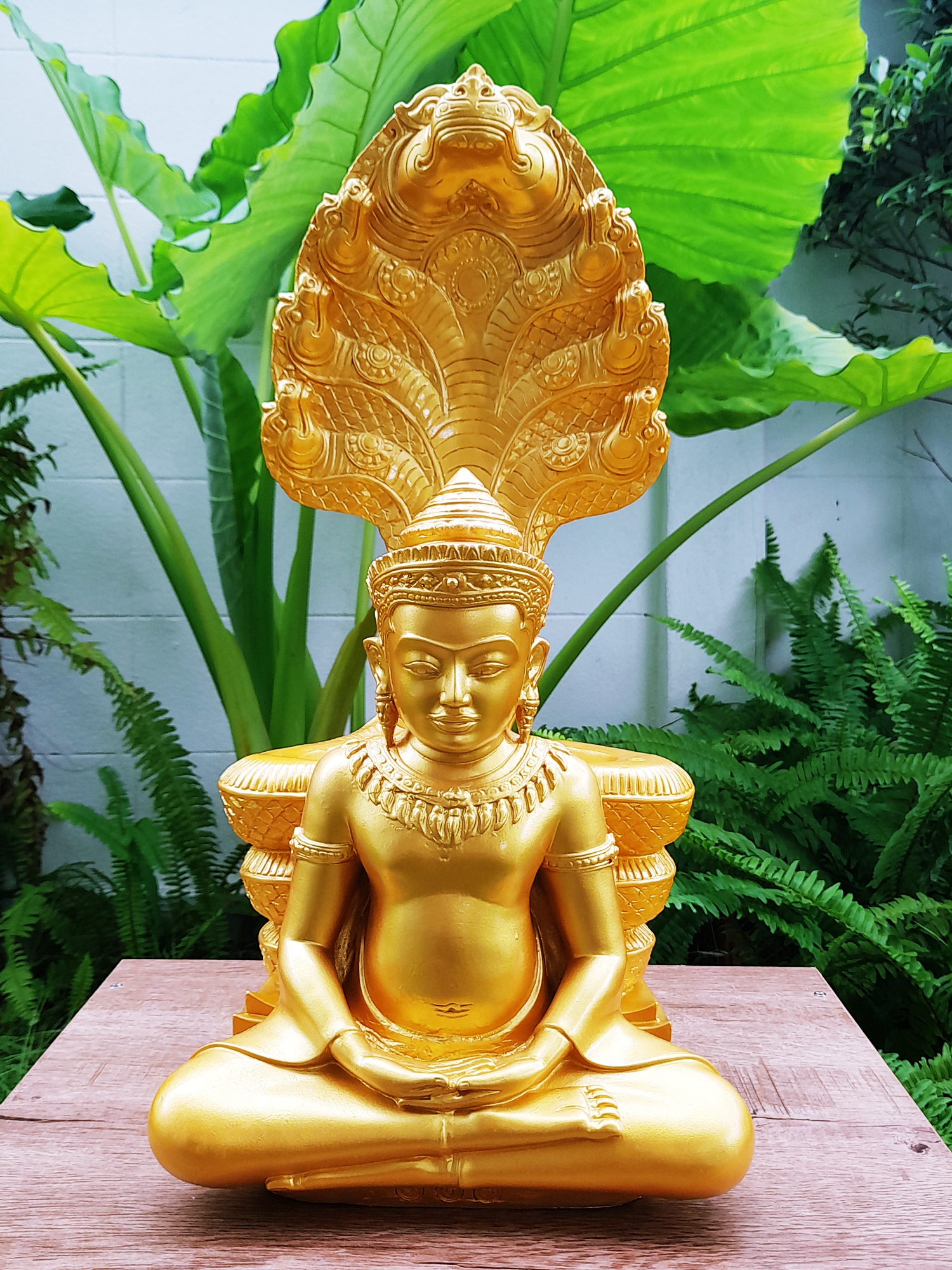 รูปหล่อ พระพุทธรูปนาคปรก พระนาคปรก ปางศิลปขอม เนื้อไฟเบอร์ (องค์ขนาดใหญ่ หน้าตัก9นิ้ว สูง19นิ้ว ลึก4นิ้ว ครึ่ง) สีทอง (แยกส่วนได้) เข้าพิธีปลุกเสกมาตั้งแต่ ปี2560-ปี2564 #รับประกันแท้