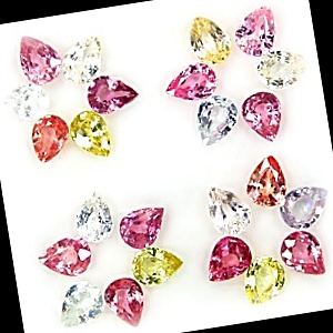 พลอยแฟนซีหยดน้ำ 4x3มิล Pear Fancy Sapphire จัดเซ็ท 20 เม็ด หนัก 4.77 กะรัต หลากหลายสี Multi Color เนื้อดี สีสวยงามทั้งอ่อน เข้ม ปนๆกัน