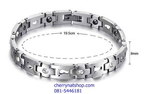 พร้อมส่งสร้อยข้อมือแม่เหล็กเพื่อสุขภาพ สร้อยข้อมือไทเทเนียมเจอรเมเนียม รุ่นP