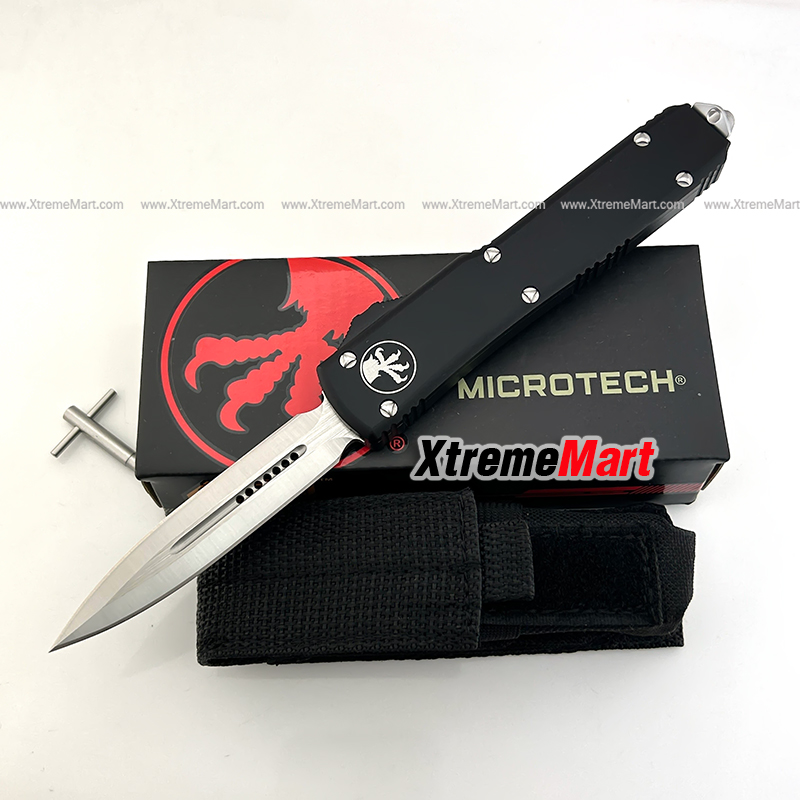 มีดสปริงขนาดกลาง Microtech (New Ultratech) คม2ด้าน ใบเงิน Combat Troodon 00556 D/E Automatic Knife