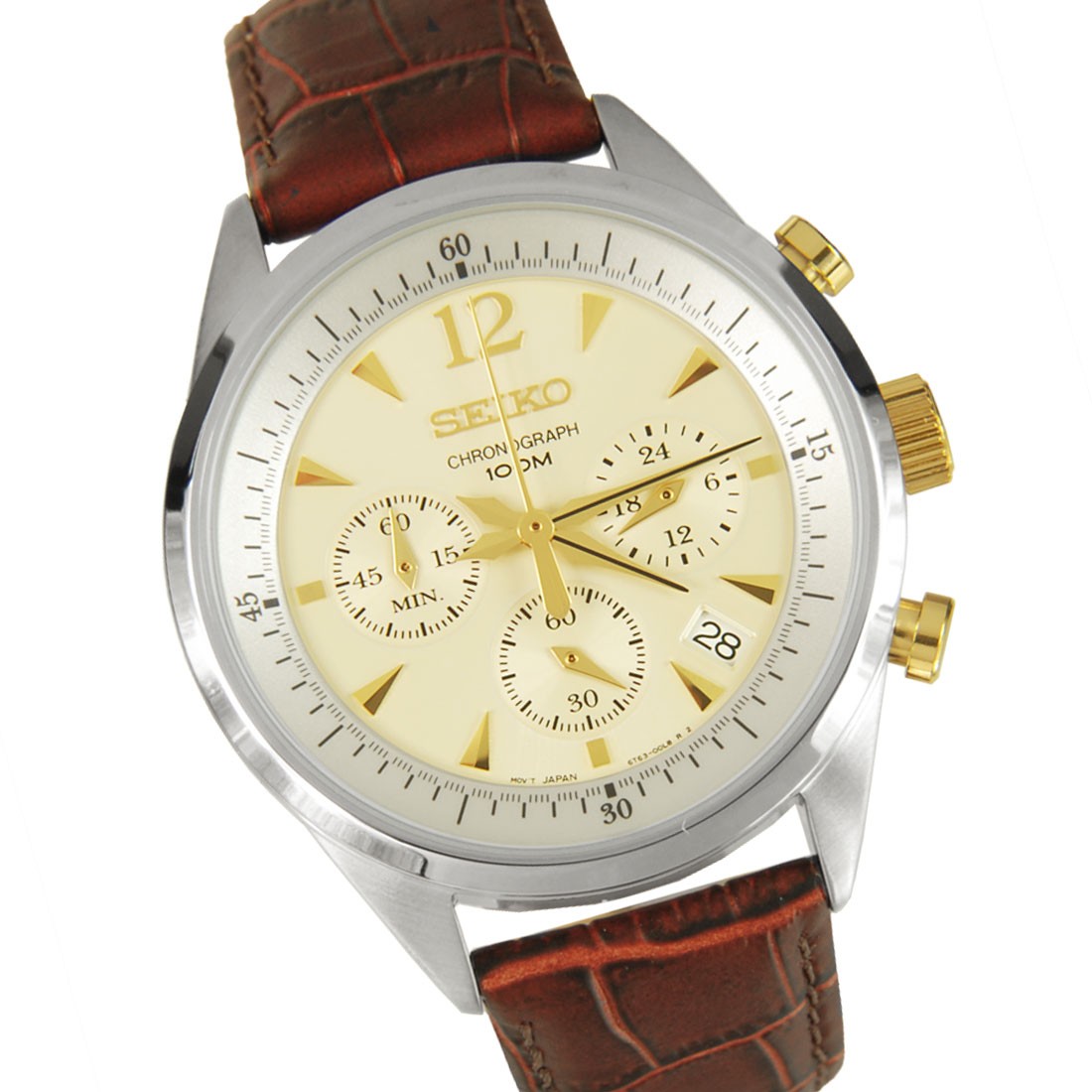 Karnvera Shop นาฬิกาข้อมือผู้ชาย Seiko Chronograph Quartz 100M SSB069P1 Men's Watch