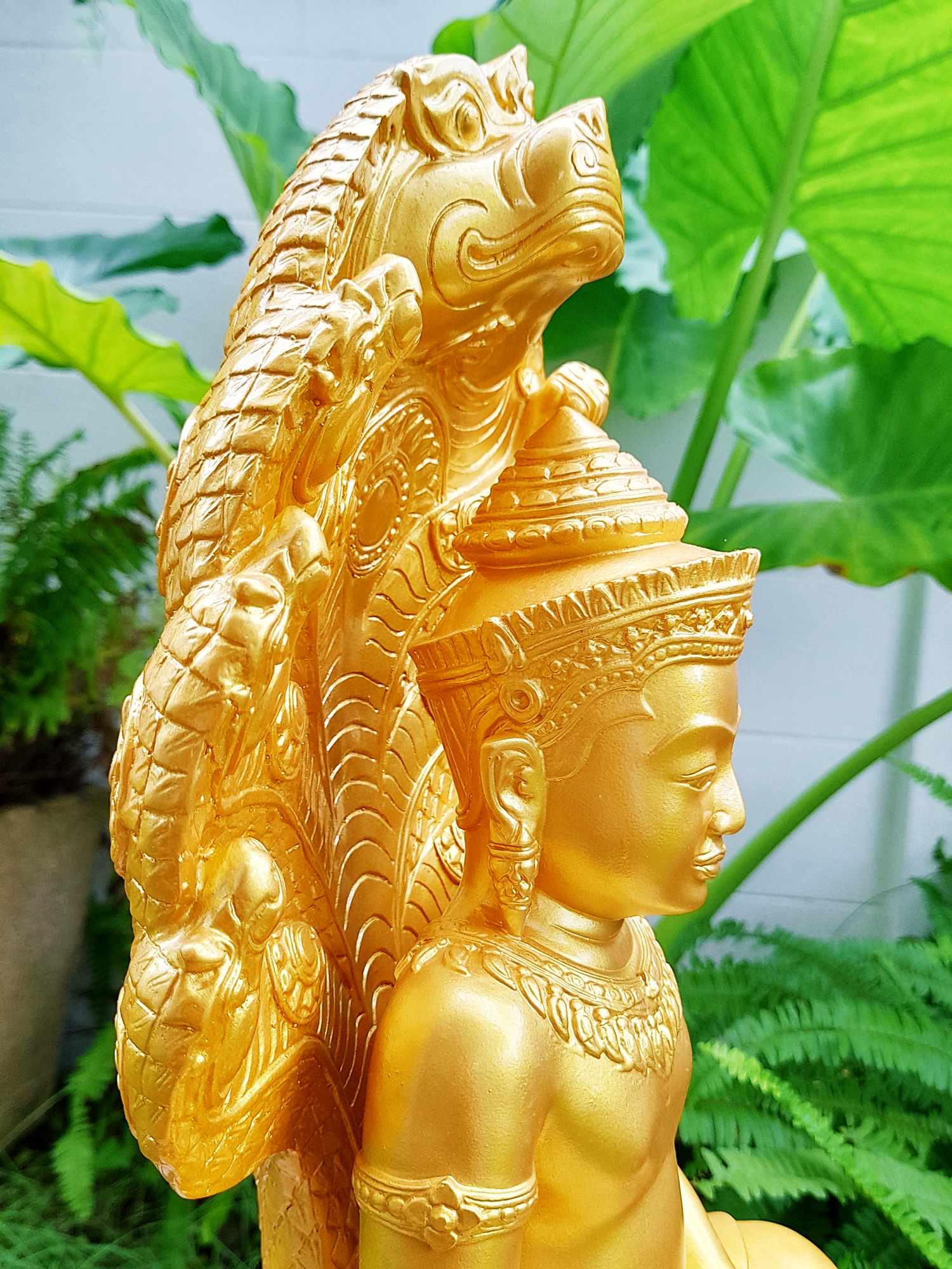 รูปหล่อ พระพุทธรูปนาคปรก พระนาคปรก ปางศิลปขอม เนื้อไฟเบอร์ (องค์ขนาดใหญ่ หน้าตัก9นิ้ว สูง19นิ้ว ลึก4นิ้ว ครึ่ง) สีทอง (แยกส่วนได้) เข้าพิธีปลุกเสกมาตั้งแต่ ปี2560-ปี2564 #รับประกันแท้