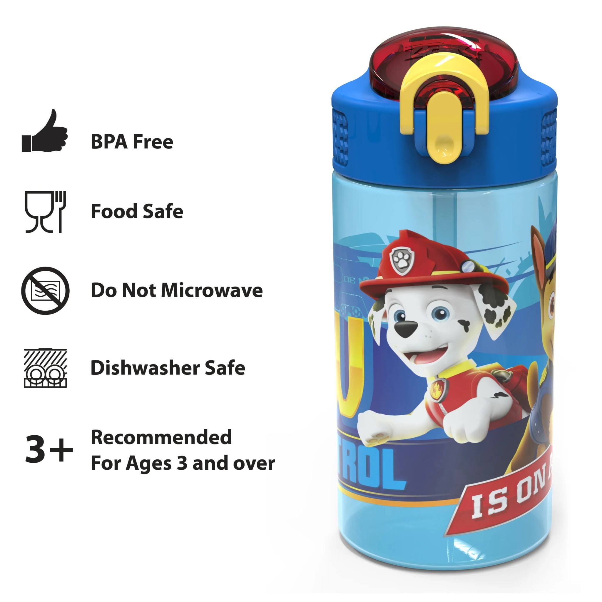 กระติกน้ำพร้อมหลอดดื่มสำหรับเด็ก Zak! Paw Patrol 16 Oz. Reusable Water Bottle with Straw