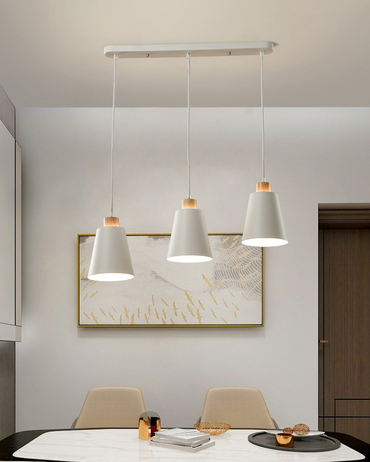 โคมไฟแขวนเพดานสีขาวหัวไม้ทรงแก้วน้ำคว่ำสไตล์โมเดิร์น-มินิมอล กว้าง12.5cm [W-5010]