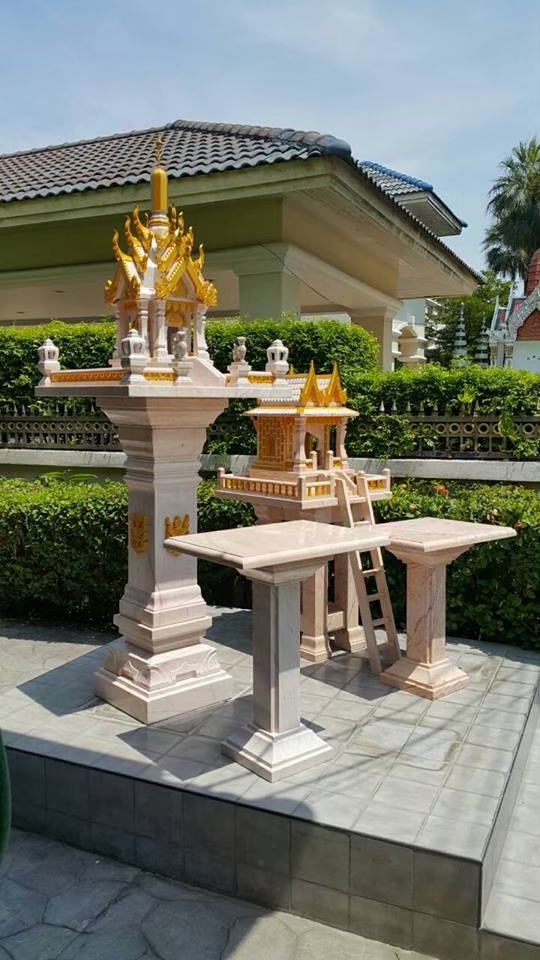 ศาลพระภูมิหินอ่อนทรงประสาท ขนาดฐานกว้าง 89 ซม ยาว 89 ซม
