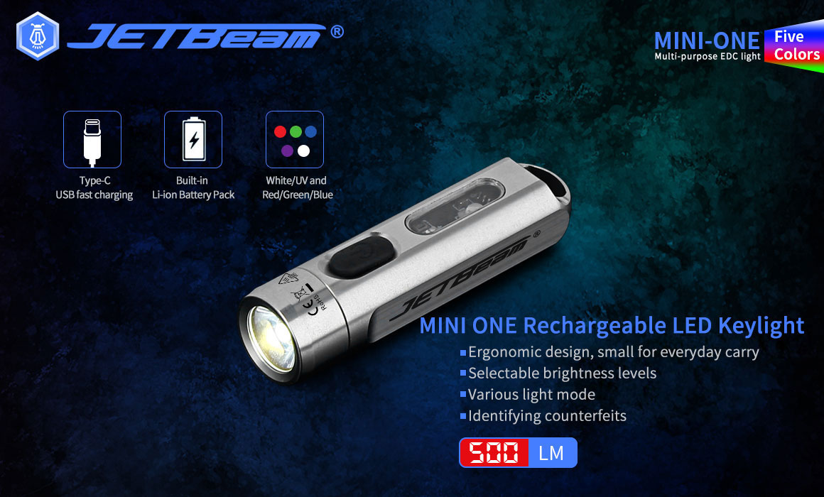ไฟฉายพวงกุญแจ JETBeam MINI-1 TI Micro USB 130lumens ไทเทเนียม พร้อมแบตเตอรี่ชาร์จ 10180 (ชุดละ)